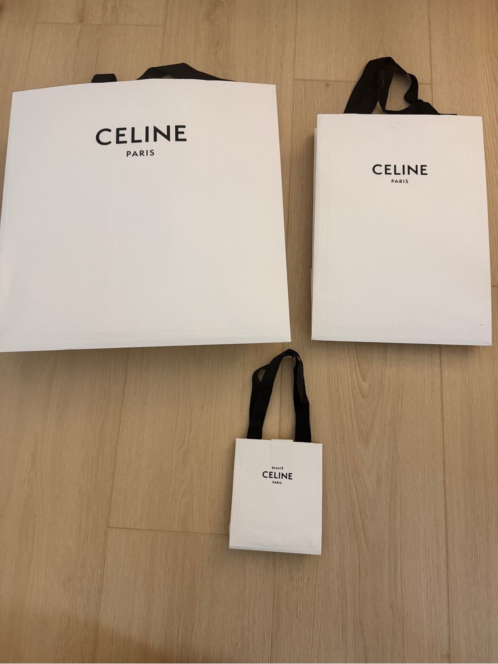 Celine Set of 3 White Shopping Bags